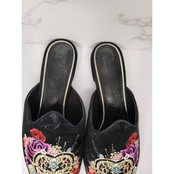 Camilla Franks sz 39 Slipper Shoe Slip on Mules Suede Embellished Embroidered - Picture 4 of 8